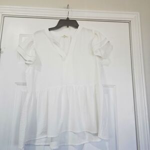 Jodifl White Ruffled Women's Top Size Medium
